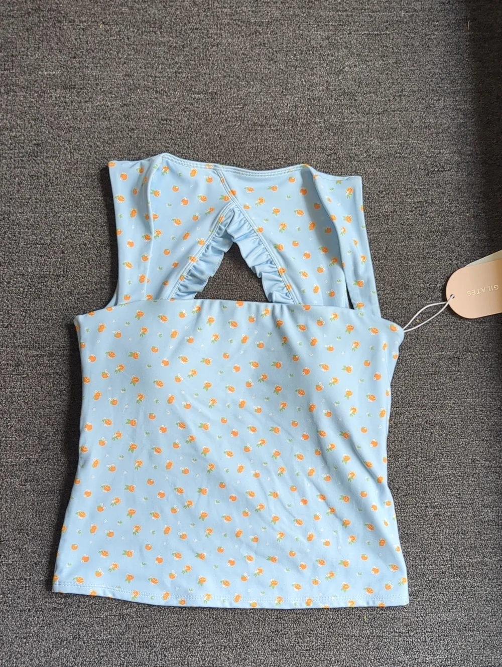 Blogilates Blue Floral Ruched Back Tank Top - Picture 1 of 4